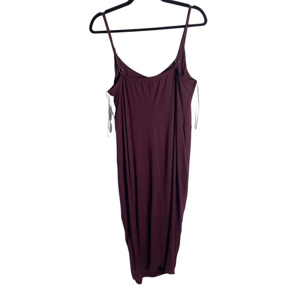 Nine Britton Size Xl Vivienne Knit Midi Dress Wine Burgandy Red Twist Waist Vamp - Picture 7 of 8